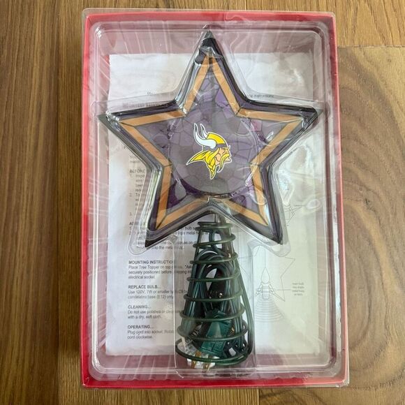 NIP NIB NWT NFL Minnesota Vikings Mosaic Tree Topper $48 - Picture 2 of 7